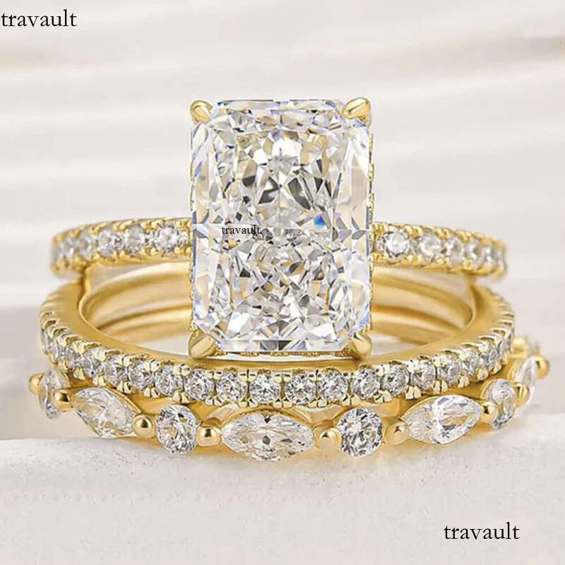 DHCollections Hot Sale S Sier Ring Gold Plated Delicate Bg Dia Cubic Zirconia Cz Pave Engagement Rings for Women