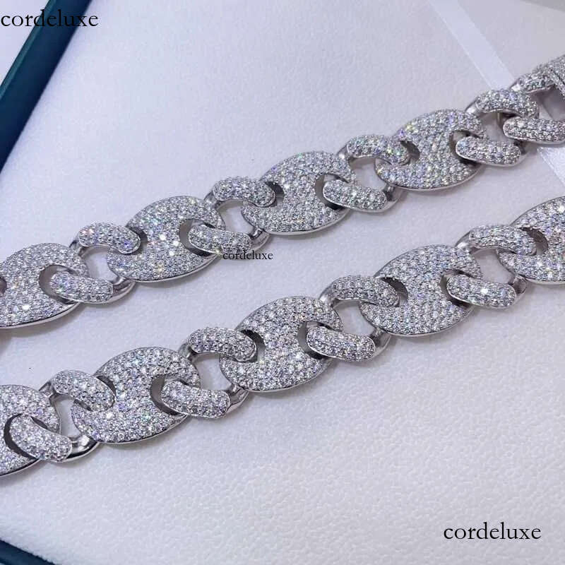 necklace moissanite chain White Gold Sier 20mm Mariner Link Iced Out Hip Hop Men Rapper Jewelry Custom Name Lock Moissanite Chain 64