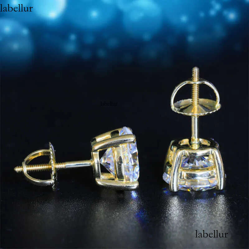 Affordable Price Screw Back VVS Moissanite Hip Hop S Sier 10K 14K Gold Dia Round Solitaire Stud Earrings bf