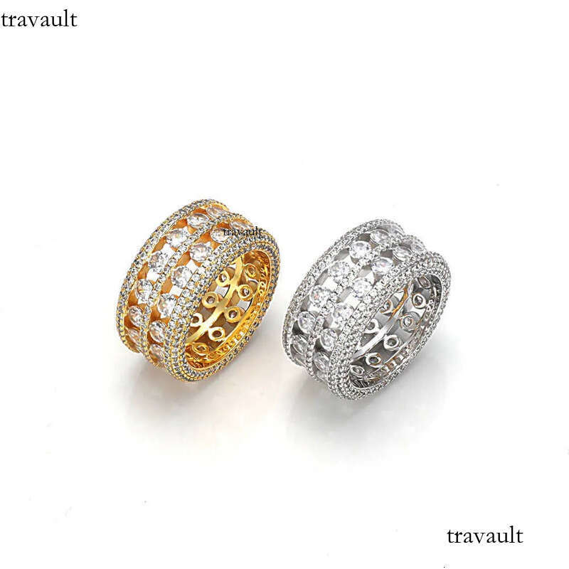 Dia Hip Hop Fashion Men's s Sterling Sier Set Moissanite Ring