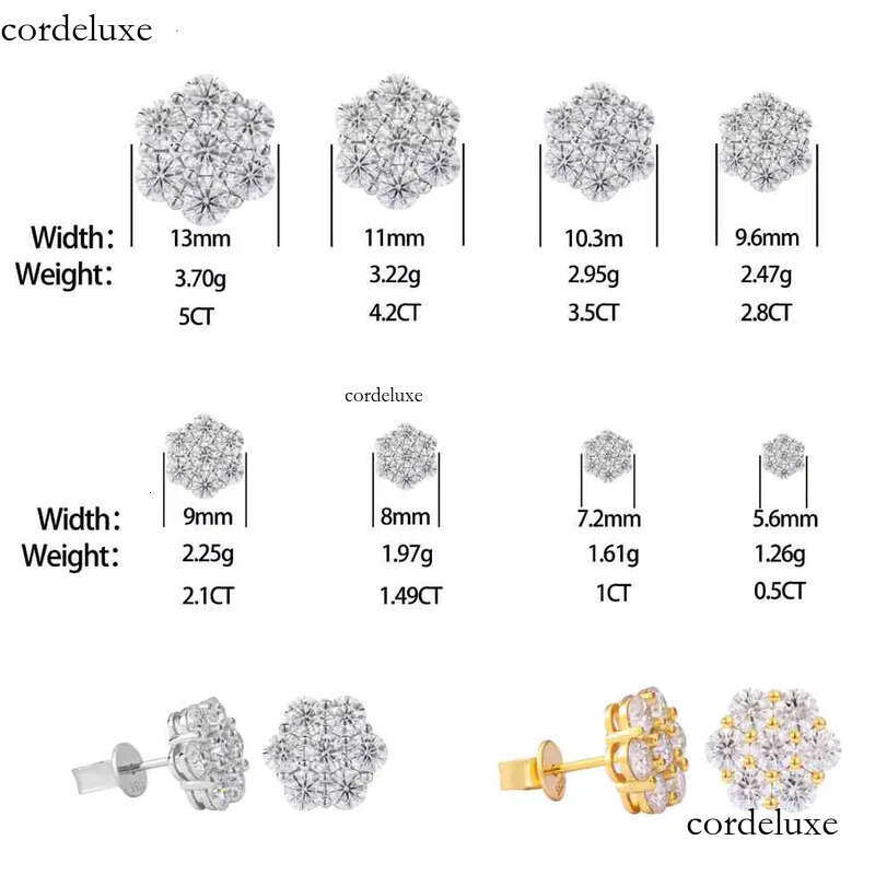 Bulk Wholesale Multi Size Cluster Moissanite wer Stud Earrings Sterg Sier VVS Dia Fine Jewelry Men Women f7