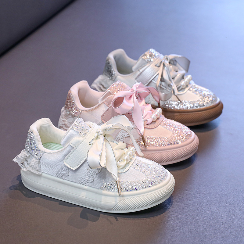 Crystal Glitter Casual Shoes Lace Pearl White Shoes Big Children's Sports Shoes Designer Designer Shoes Autumn New Luxury Shoes Men's And Wo