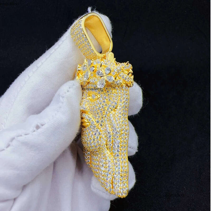 Fashion Vvs Moissanite Gold Plated Sterling Sier Jesus Head Pendant for Hip Hop Jewelry 85