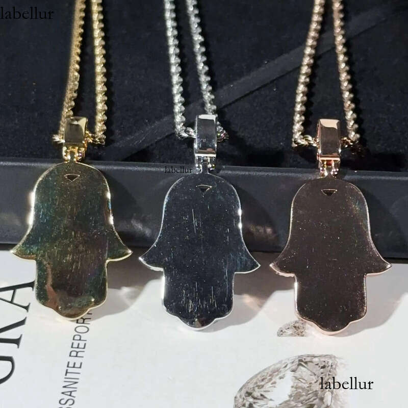 Ready to Ship Hip Hop Jewelry Hamsa Iced Out Sterling Sier Moissanite Pendant With Rope Chain for Men 53