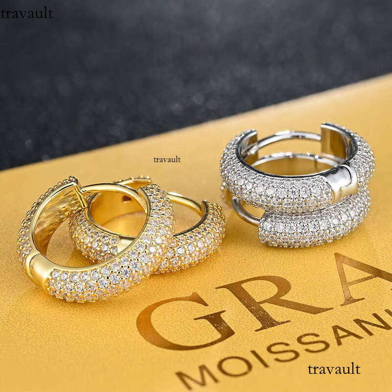 Luxurious Simple Boutique Jewelry Shiny Iced Out VVS Sterling Sier Moissanite Unisex Earrings
