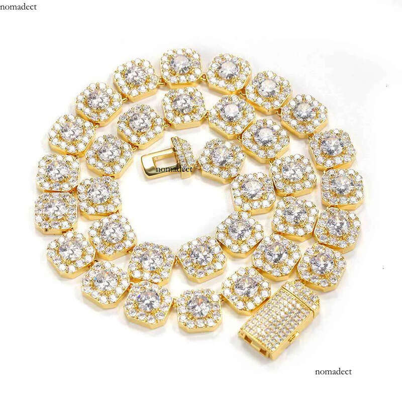 necklace moissanite chain Hip Hop Necklace Gold Plated Jewelry Iced Out Dia Clustered Tennis Chain ba