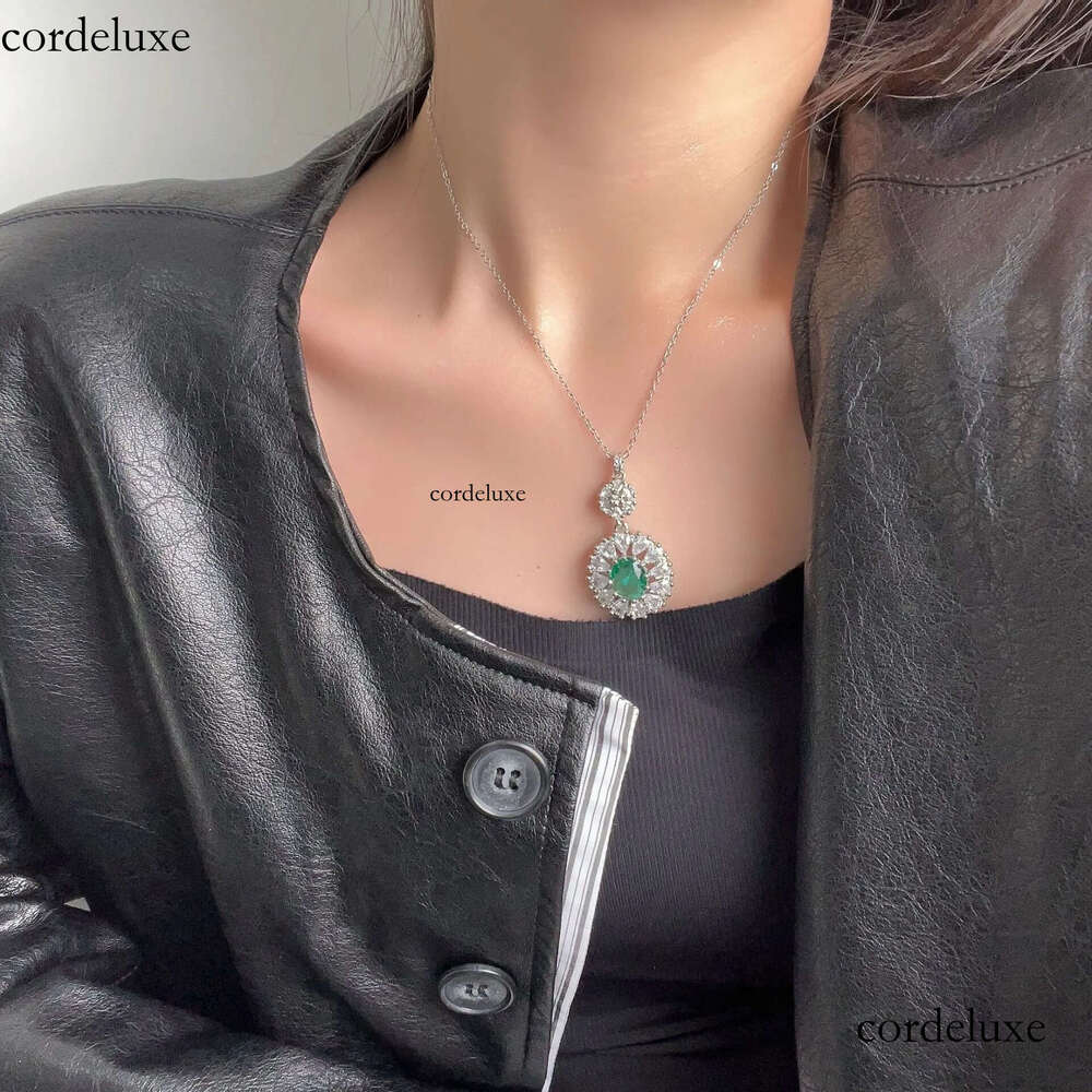 2024 Top Sell Wedding Sets Jewelry Sterling Sier Oval Cut Emerald Dia Cubic Zircon Open Ring Stud Earring Women Clavicel Necklace Gift 74