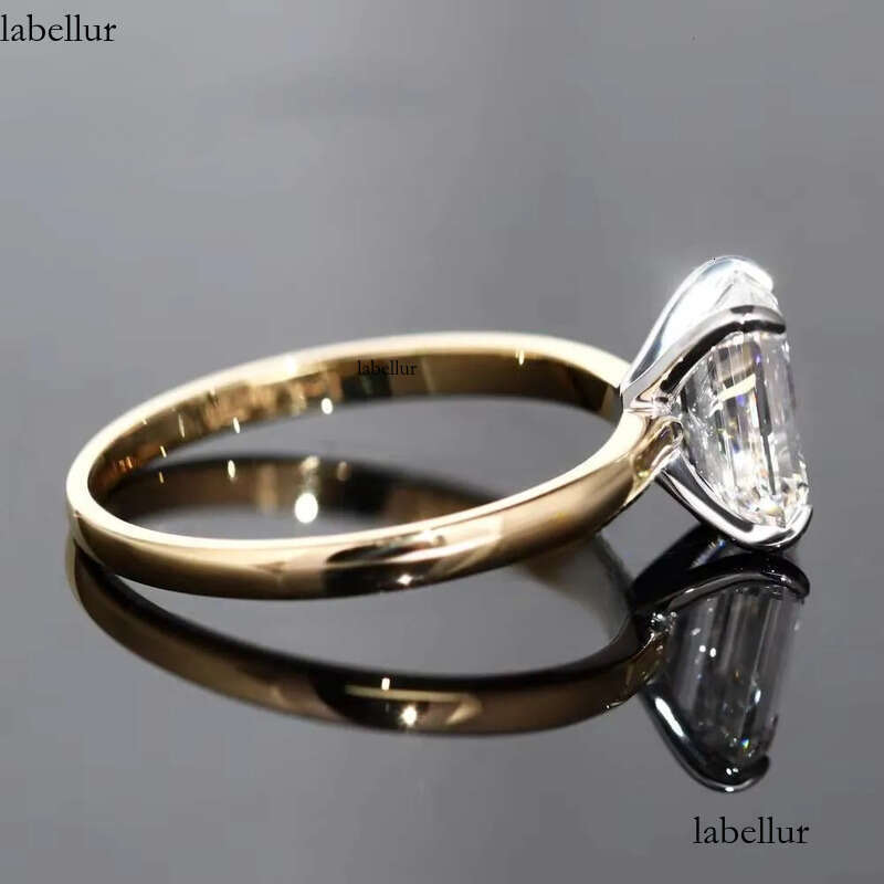 Solid 14K Gold 2CT D VS1 Emerald Cut Lab Rings IGI Wedding Dia Engagement Ring for Her 52