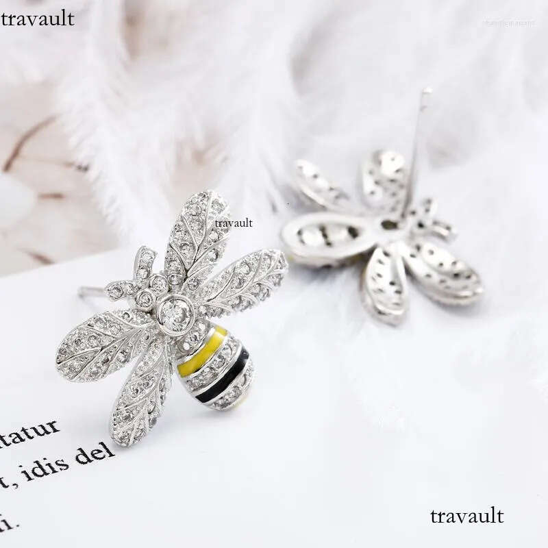 Stud Earrings REETI Sterling Sier Bee Zircon For Women 2023 Trend Personality Lady Fashion Jewelry