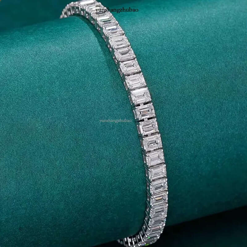 VOAINO 14K 9K gold jewelry Emerald Cutting women mens cuff tennis bracelets with lab grown dias
