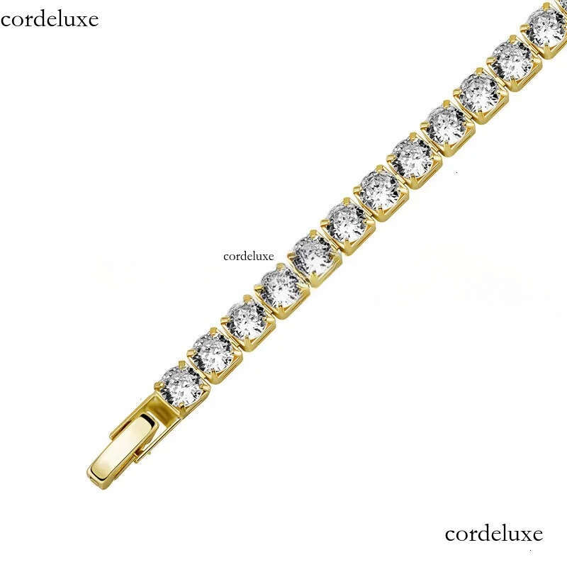 gold man iced out tennis bracelet chain vvs moissanite Sier Womens Bracelets Designer Copper White Dia Chains Bangles HipHop Jewelry ec