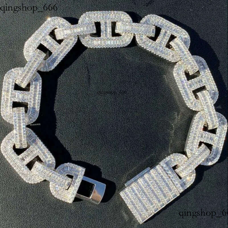 Ice out bracelet moissanite chain Vvs Cuban Chain Link Baguette Moissanite Dia Mariner 40 95