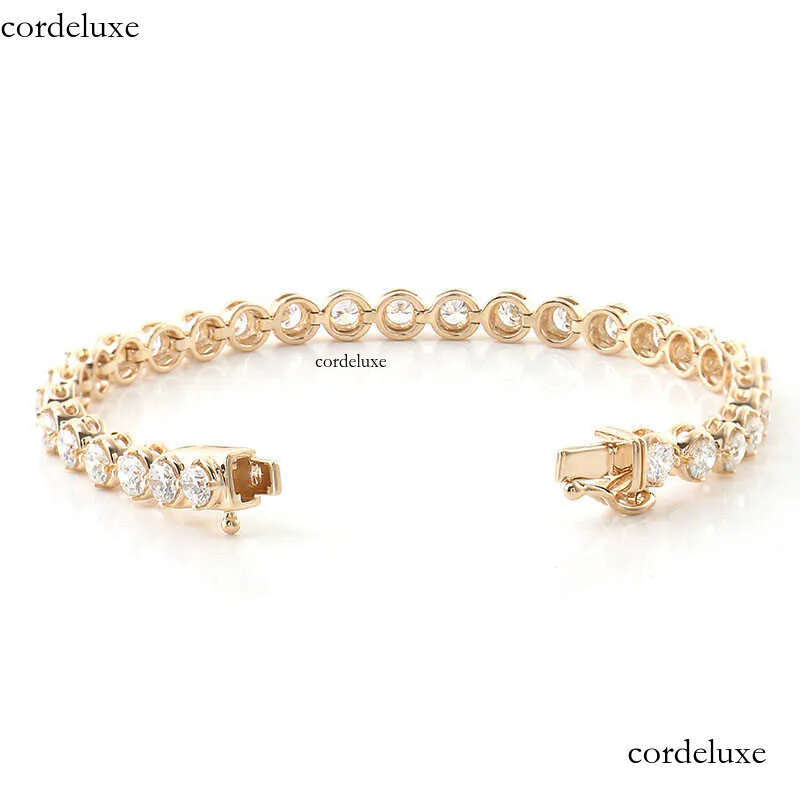 Moissanite Jewelry Custom Lab Grown Dia Tennis Bracelet Sier 10k 14k Gold Bezel Setting Chain Hot Sell 67