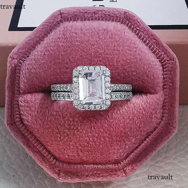 Large Special Sparkling Dia Ring New Sterling Sier Wedding Rings Set for Bridal Women Engagement Finger Party Gift Designer Jewelry