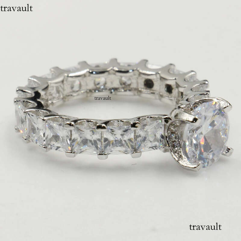 Victoria Wieck Jewelry Hot Sale Real Sterling Sier Round Shape White Topaz CZ Dia Women Wedding Princess Band Ring Gift