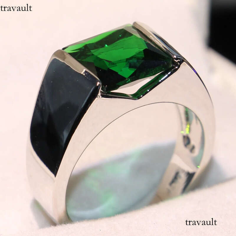 Drop Shipping Victoria Wieck Fashion Jewelry Sterling SierSONA Solitaire Emerald Birthstone Princess Men Wedding Band FingerRing Gift