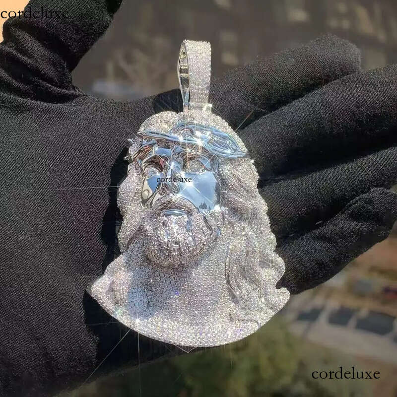 Hip Hop Jesus Two Tone Sier Fully Iced Out 3D Moissanite Pendant