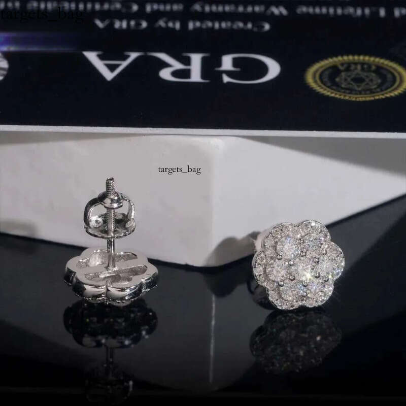 Elegant Dazzg Trendy wer 10MM Moissanite Dia Ear Studs For Men Women Hip Hop Jewelry Fine Earrings 10K Solid Gold