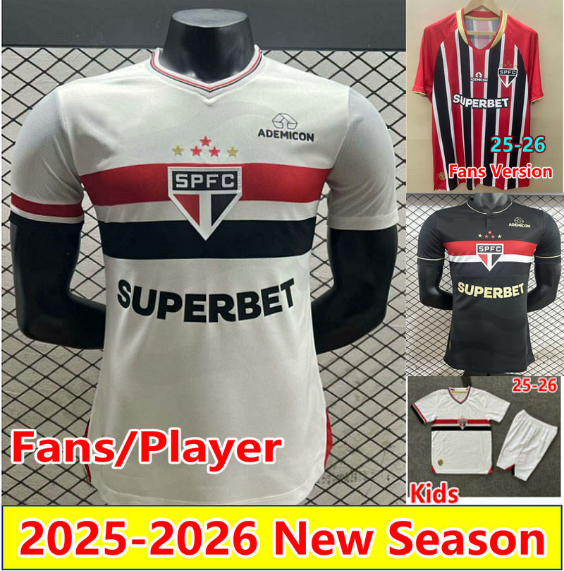 2025 Sao Paulo JAMES soccer Jerseys 25 26 home away PATO camesitas futol CALLERI REINALDO LUCIANO GALOPPO RAFINHA PABLO MAIA LUCAS football shirt Men kids uniforms