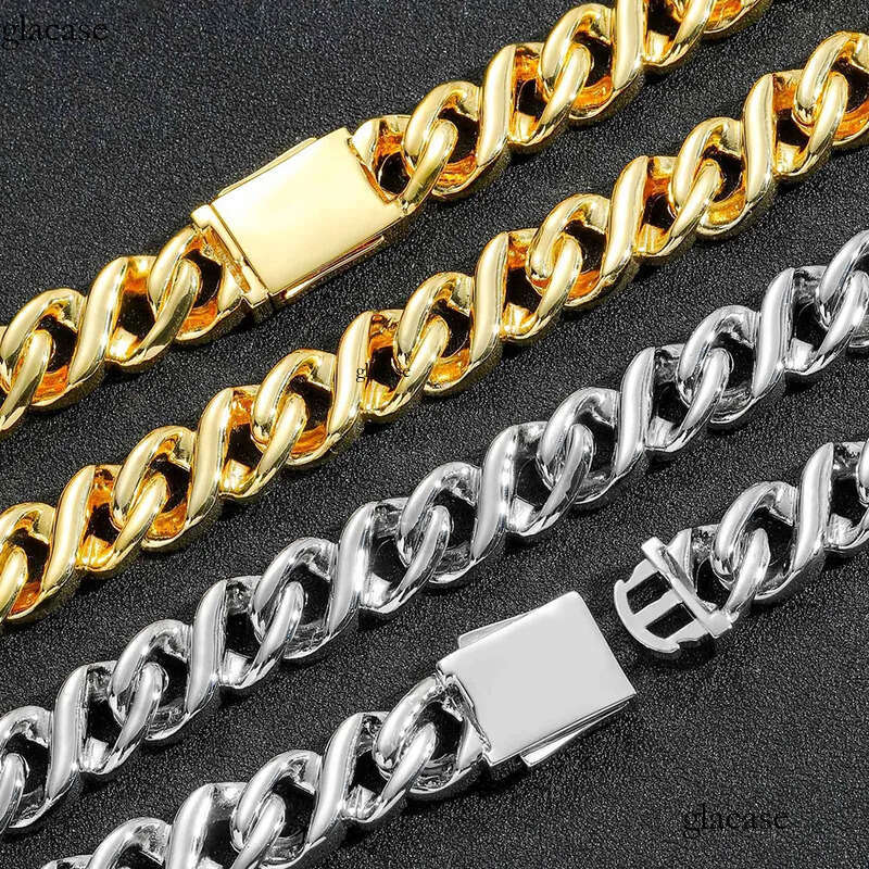 12mm Hip Hop 8 Shape Cuban Chain Necklace Bracelets 5A T Zircon Mens Jewelry Gift 9d