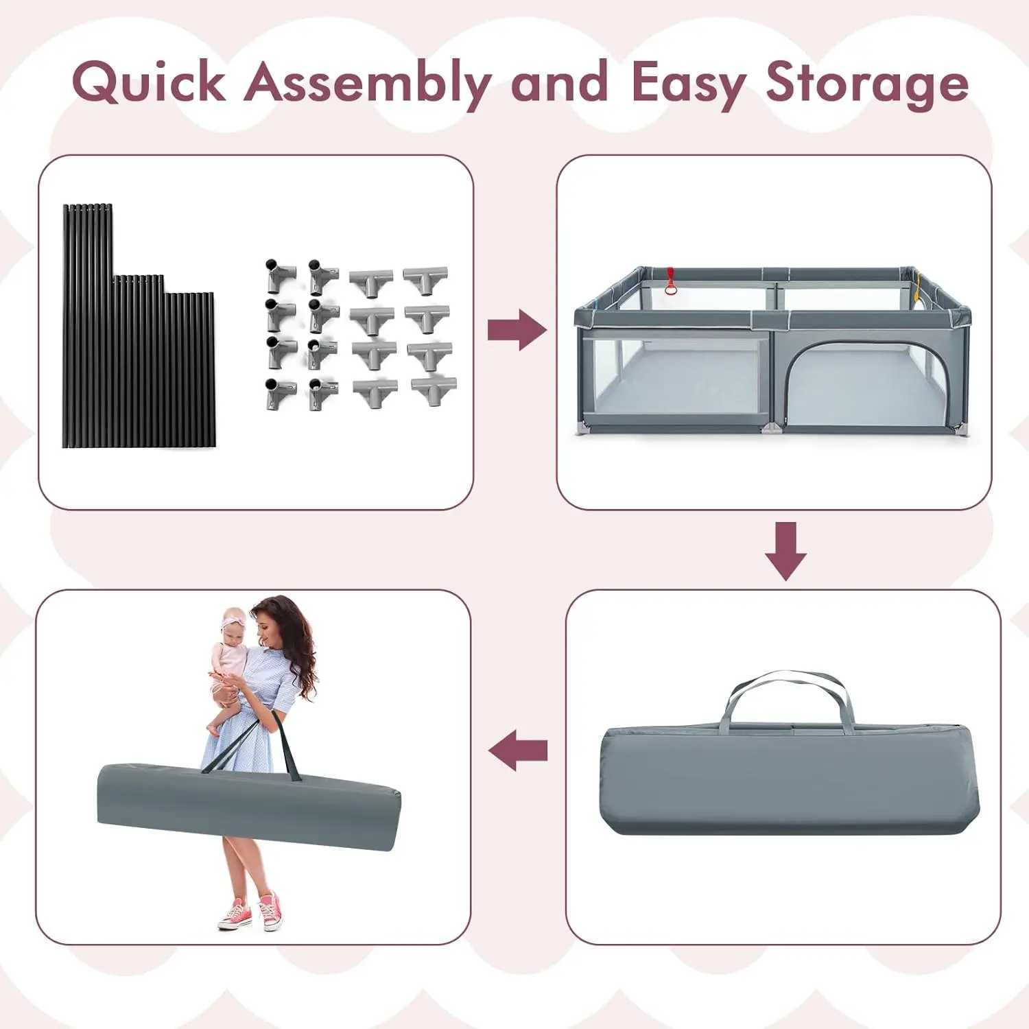 Playpen for Toddlers Extra Large Playard Playpen for Toddlers Indoor Outdoor with Ocean Balls NonSlip Suction Cups Handleb C250929