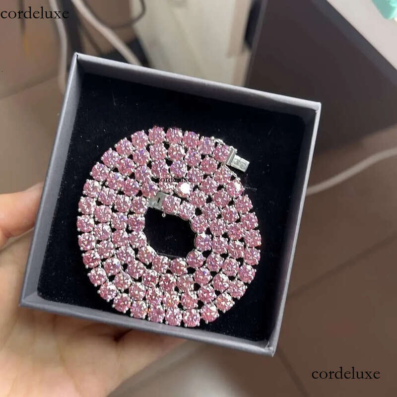 in Stock Pink Color Sier 3mm 4mm 6.5mm Vvs Moissanite Tennis Chain Bracelet Custom 14k Real Solid Gold Jewelry d3