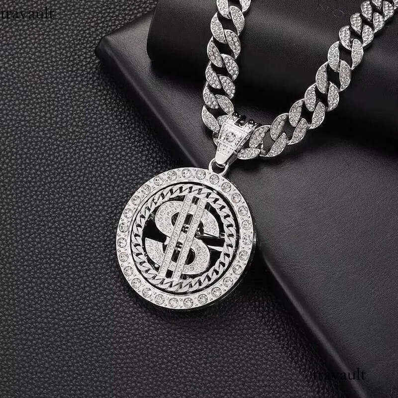 DHcollection Iced Gold Pendant Necklace Cuban Chain Hip Hop Jewelry