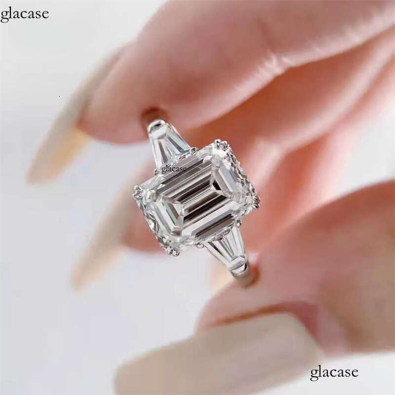 GRA Moissanite Dia 1-5ct D GH VVS 10K14K gold dia Emerald cut wedding moissanite ring 2c