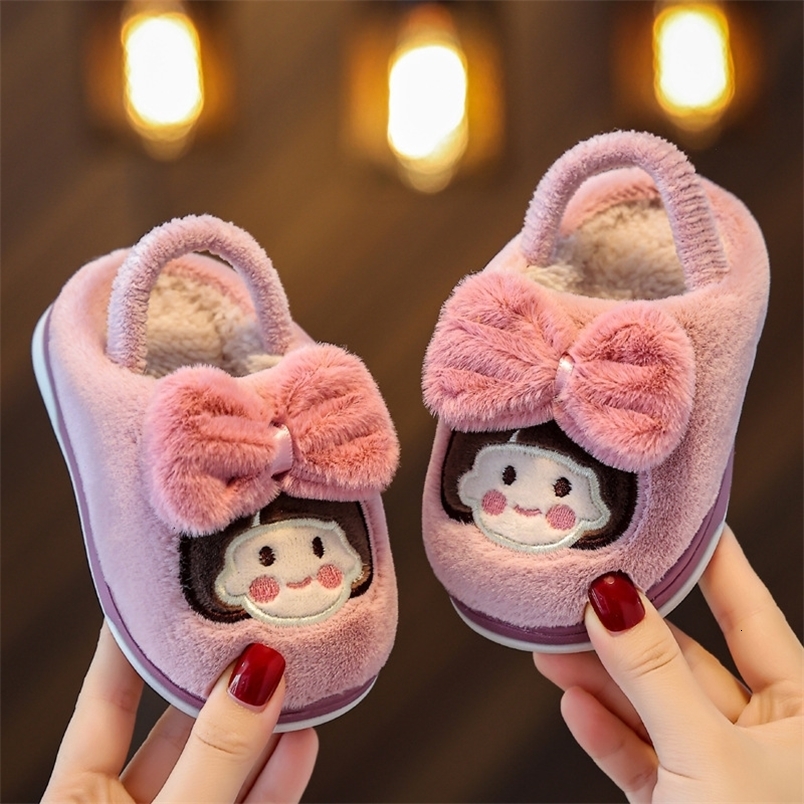 Slipper Children's Cotton Slippers Cute Princess Girls Indoor Home Anti-Skid Warmth Baby Cotton Slippers Kids Shoes 230710