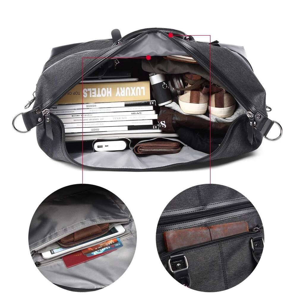 Designer Luxury Large Capacity Men Travel Waterproof Oxford Canvas Black Weekend Duffel Bag Sport Business Trip Daily Carry On Lage