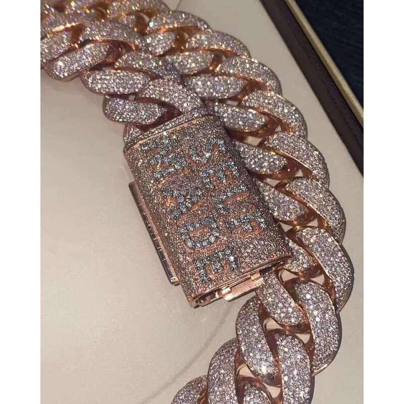 20 MM VVS Moissanite Dia Thick Cuban Link Chain Sterling Sier 24 Inches Necklace Men-Iced Hip Hop Weddings Parties