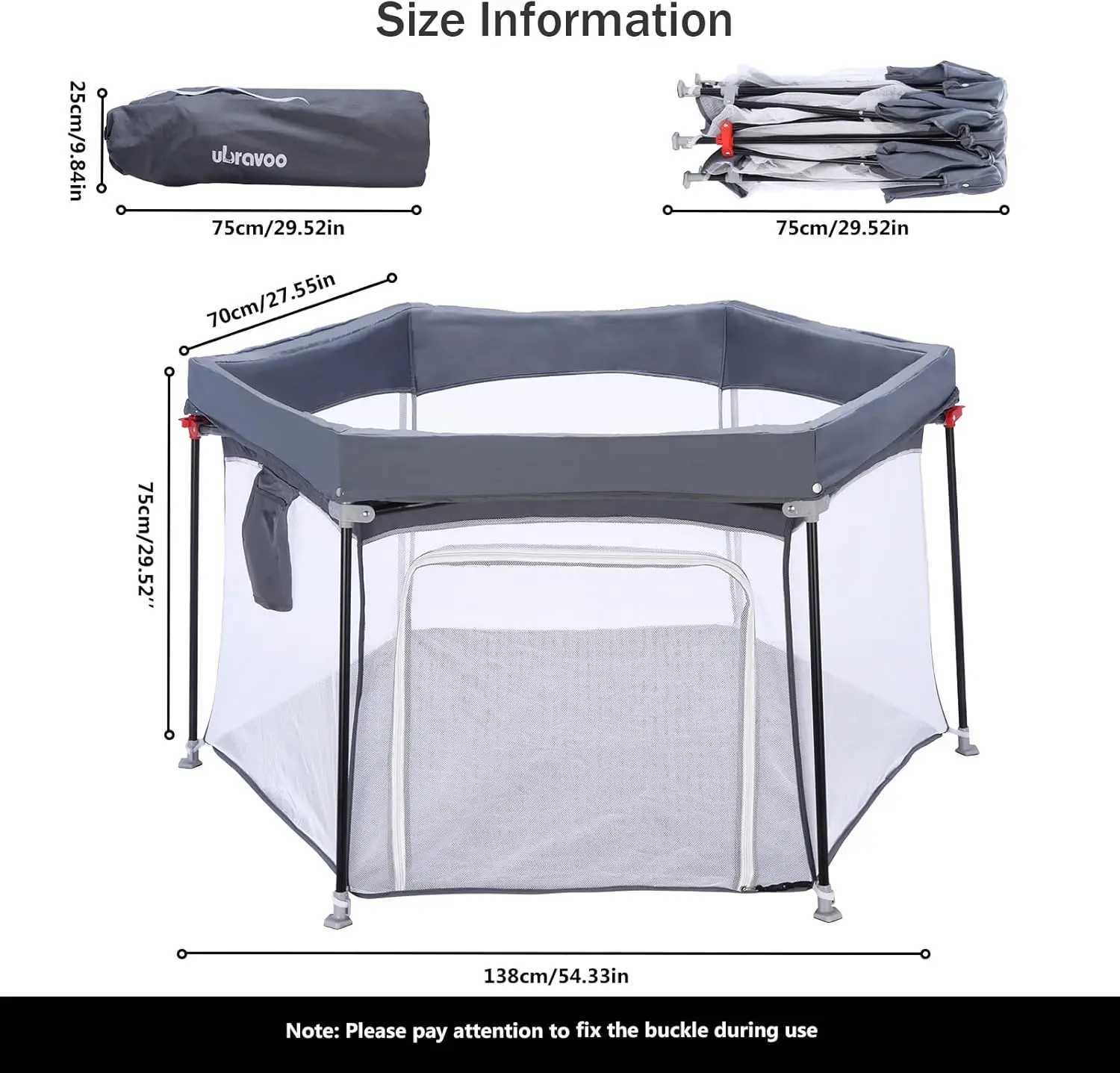 UBRAVOO Baby Playpen Foldable Hexagon Upgraded Sturdy Safety Playyard for ToddlersSoft Breathable MeshOutdoorIndoorHEXA606 C250929