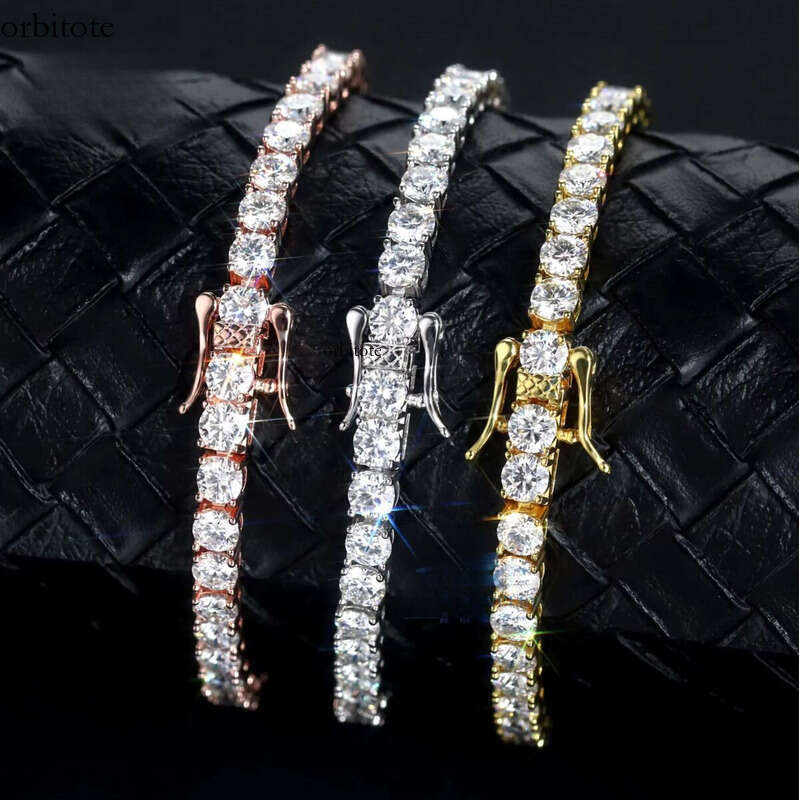 2025 FANCY Sterling Sier Tennis Bracelet VVS D Moissanite Gold Plated Dia Fine Jewelry Stylish Iced Gifts Parties b5