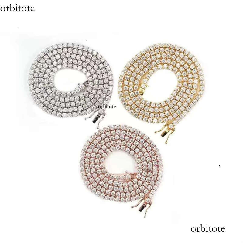 Custom hip hop Jewelry necklace 6mm 8mm Sterg Sier hiphop chain VVS Moissanite Tennis Chain f3