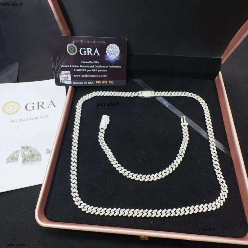 necklace sterling sier wholesale price iced out vvs moissanite dia jewelry hip hop cuban link chain 34