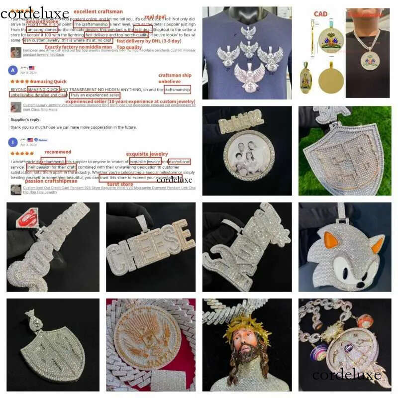 OEM Custom Hiphop Jewelry Iced Out Letter pendant VVS Moissanite s sier Hip Hop Necklace Dia Pendant for men 3e