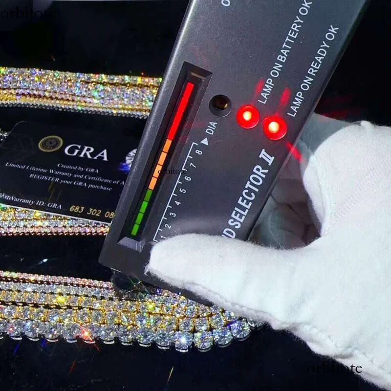 Custom hip hop Jewelry necklace 6mm 8mm Sterg Sier hiphop chain VVS Moissanite Tennis Chain f3