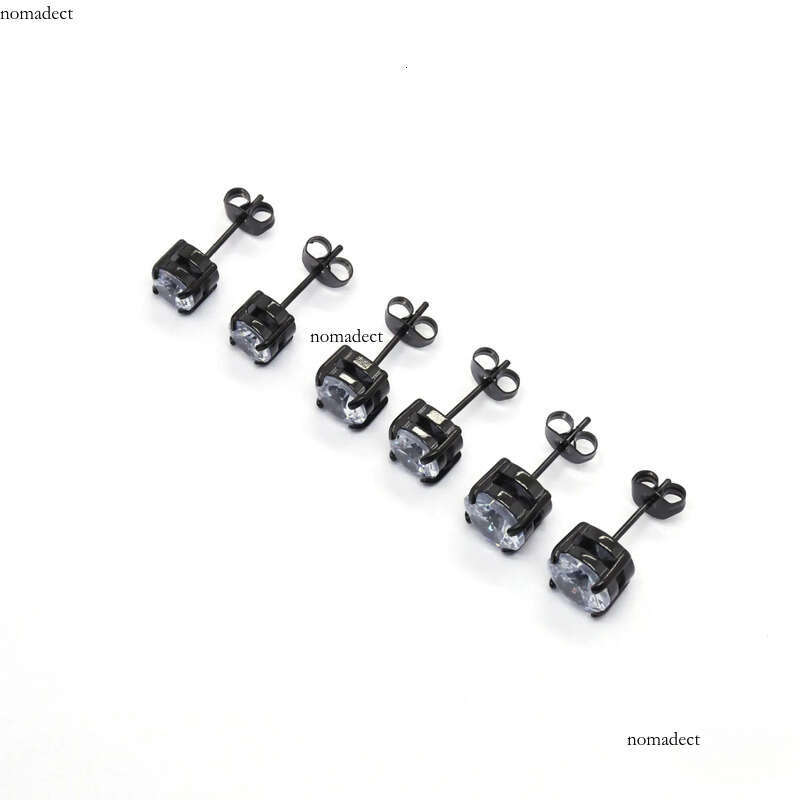 Stainless Steel Four-Prong Inlaid Zircon Crystal Simple Personality Small Earrings 01