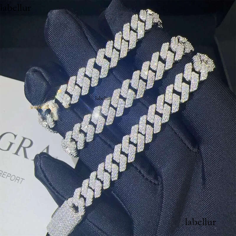 Necklace chain 8mm Two Rows Iced Out Man Hip Hop Jewelry GRA Certificates Pass Dia Tester VVS1 Moissanite Cuban Link Chain Men 74