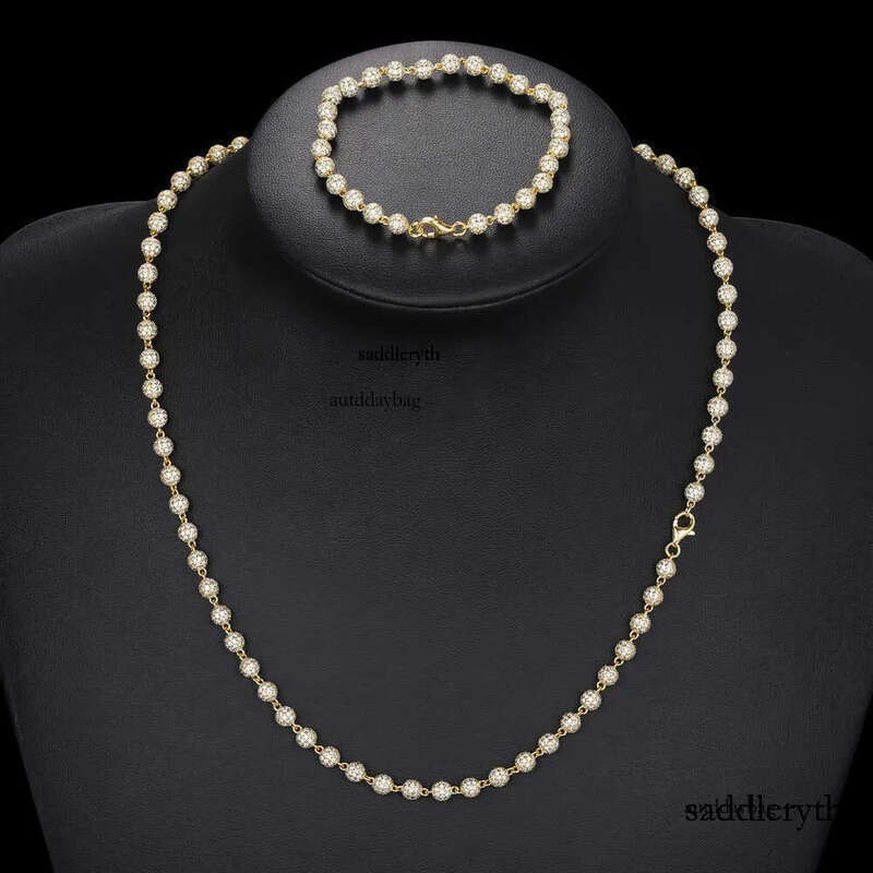 New Hip Hop Jewelry Rapper's 5mm Sterg Sier VVS Moissanite Dia Iced Out Bead k Chain Necklace For Men fc