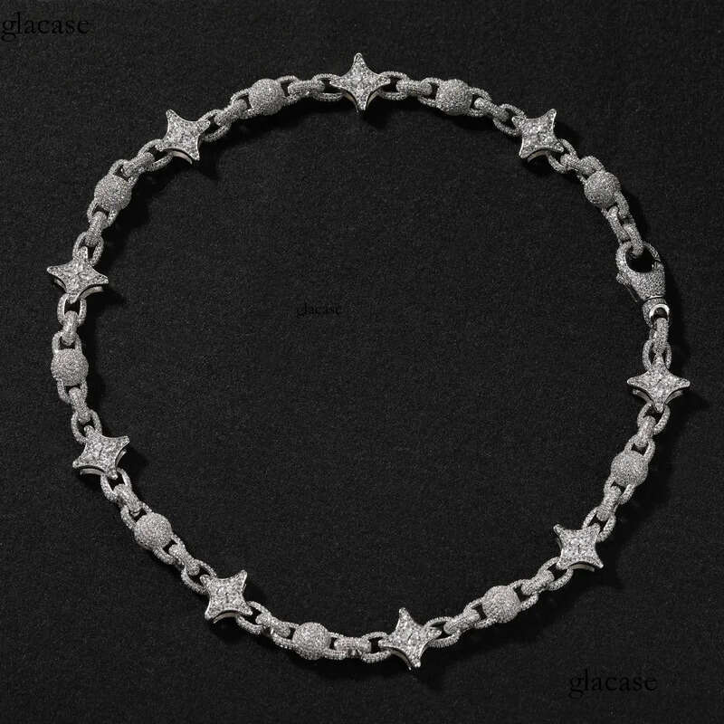 High Quality Hip Hop Star Flower Beads Infinite Necklace 5A Zircons Cuban Chain Jewelry 6d