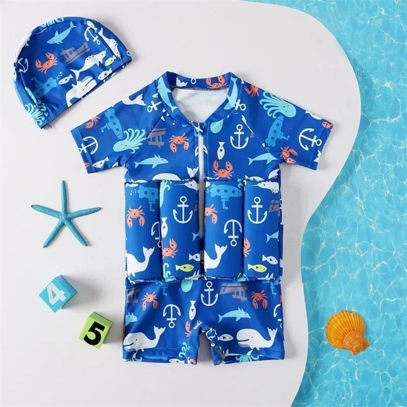 Childrens swimming training swimsuit boys and girls swimming suit detachable floating swimsuit childrens swimming suit 250403