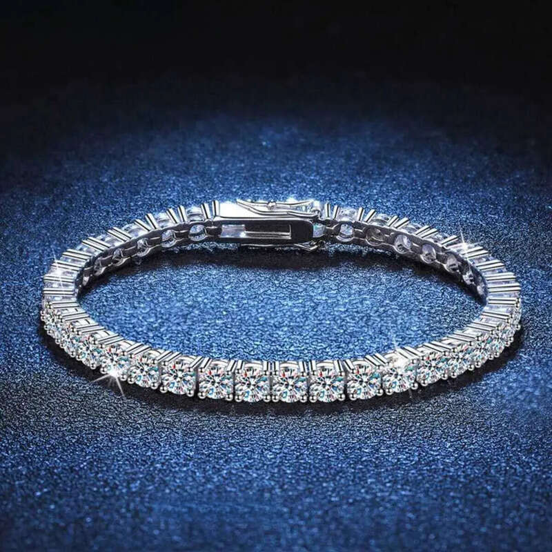 2mm-5mm VVS Dia for Womens Sterg Sier Lab Grown Moissanite Tennis Bracelet