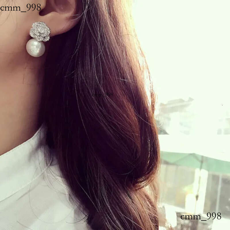 Elegant Freshwater Camellia Flower Earrings for Women Dia Zircon Stud Ball Pearl Earring Fashion Wedding Jewelry Nice Gift
