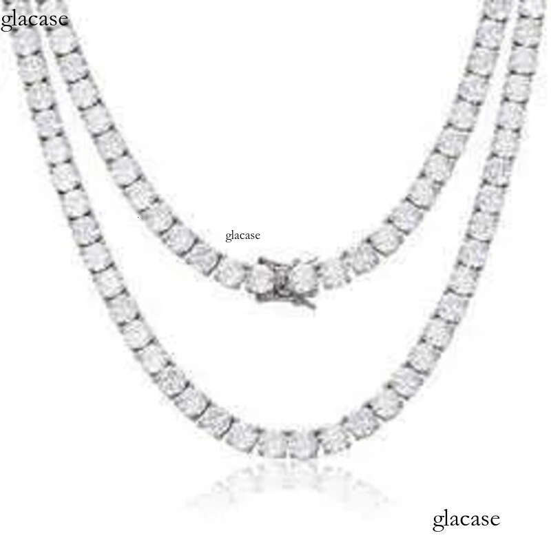 Pendant Necklaces Fine Jewelry 3mm-10mm Classic Sterling Sier VVS Moissanite Dia Cluster Tennis Chain Necklace For Men Women 09