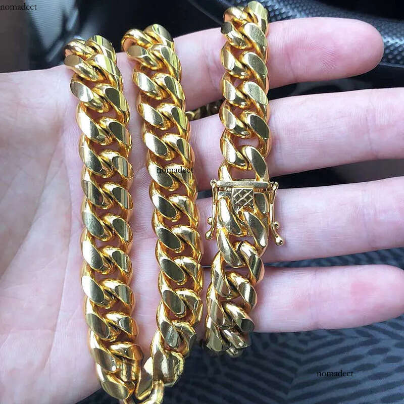 Gold Miami Cuban k Chain Necklace Men Hip Hop Stainless Steel Jewelry Necklaces 81
