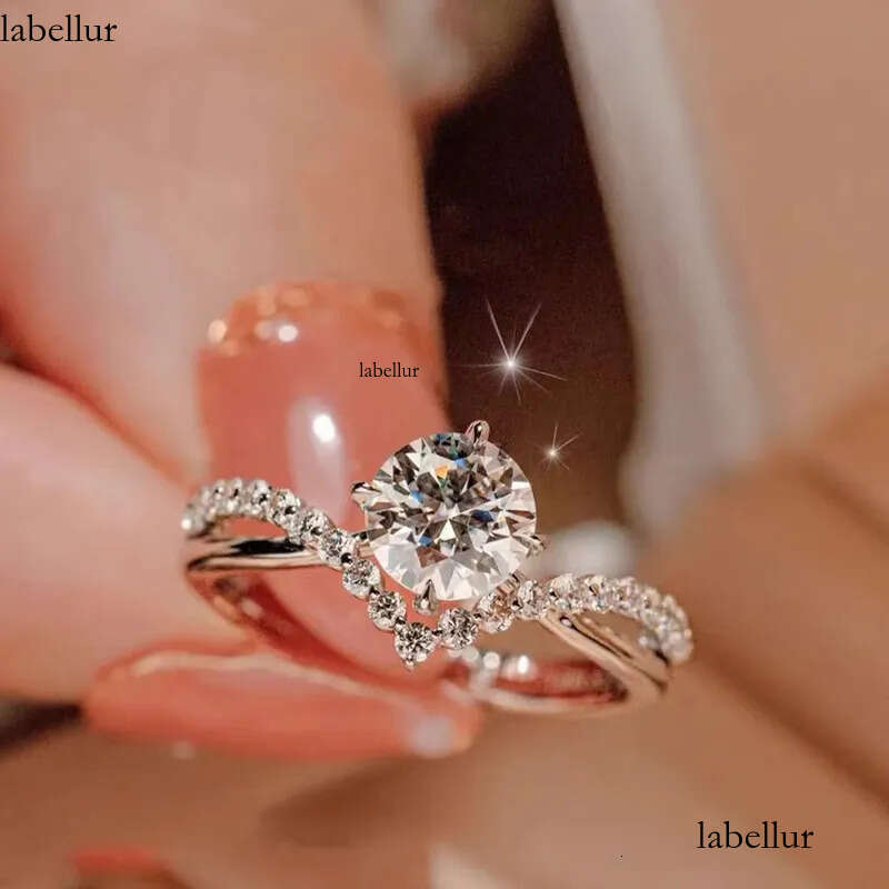 1CT Moissanite Dia Wedding Rings Simple Fashion Jewelry Real Sterling Sier Zircon Eternity Women Finger Ring For Lover Gift 52
