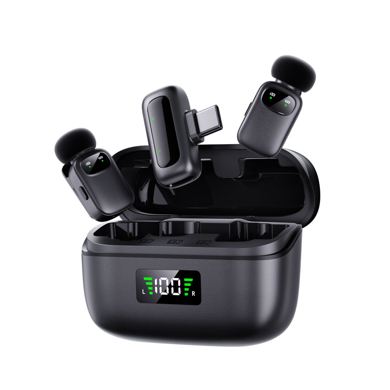 Wireless Lavalier Microphone 2 in 1 Super Mini Mic for Audio Video Recording Interview Tiktok Youtube Vlog Podcast Livestream Noise Reduction AI Voice