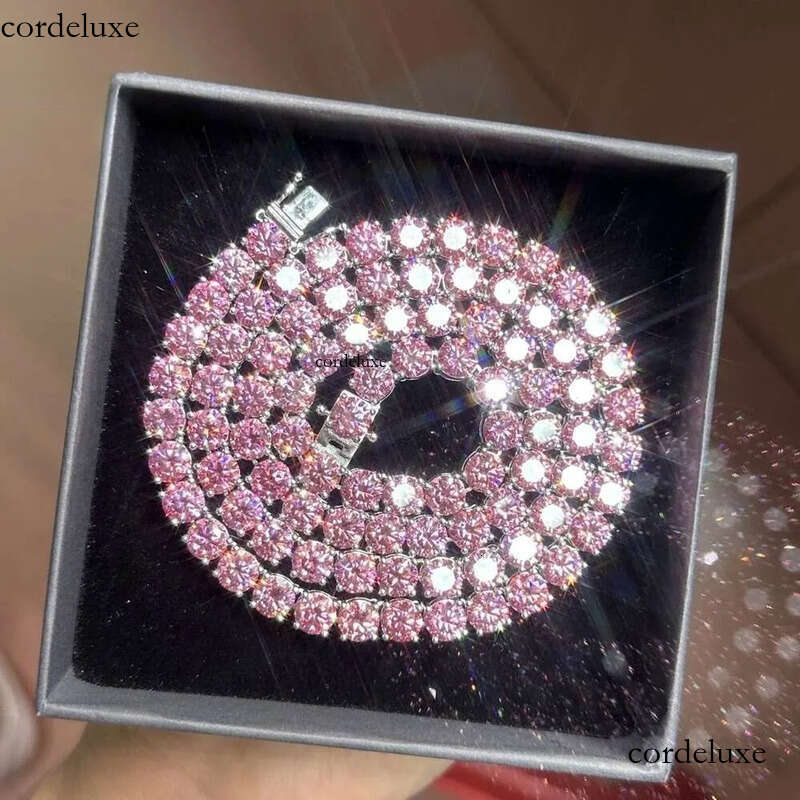 in Stock Pink Color Sier 3mm 4mm 6.5mm Vvs Moissanite Tennis Chain Bracelet Custom 14k Real Solid Gold Jewelry d3