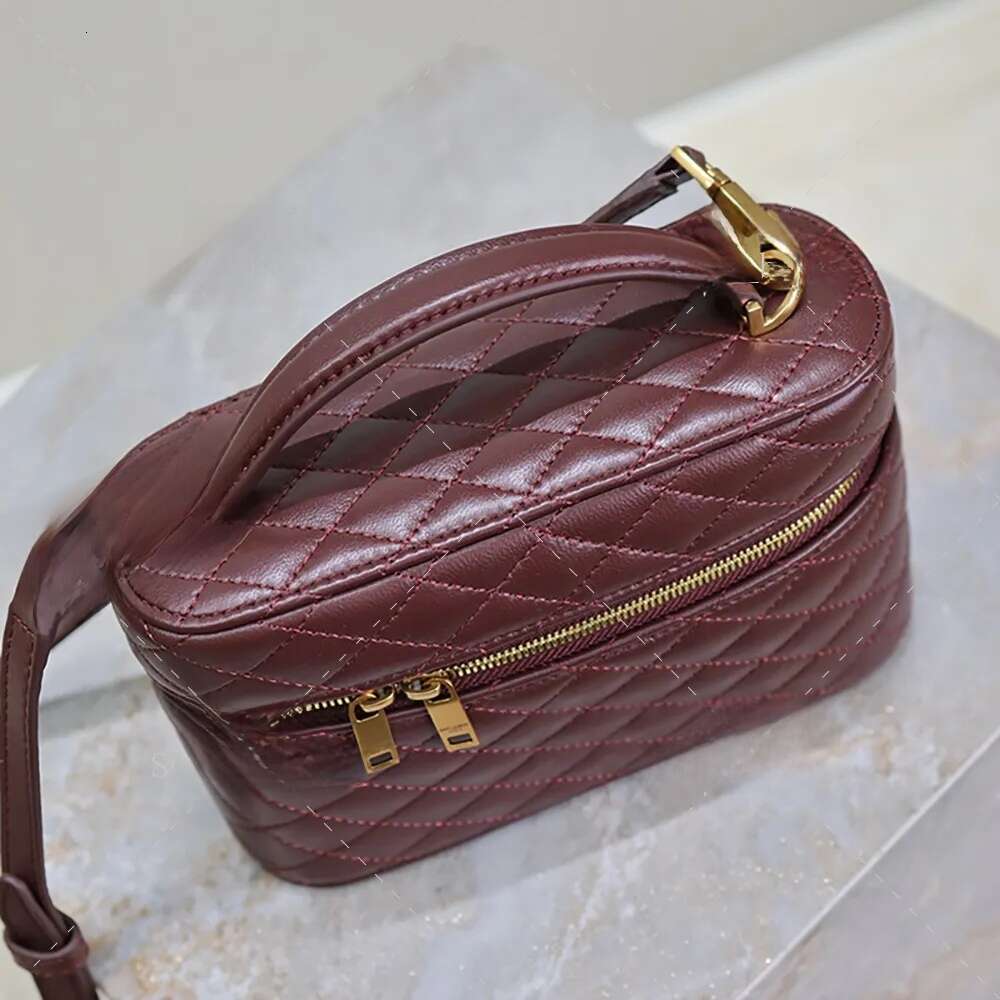 Designer Vanity 18CM Lambskin Leather Cosmetic Mirror quality Women Clutch Shoulder Bag
